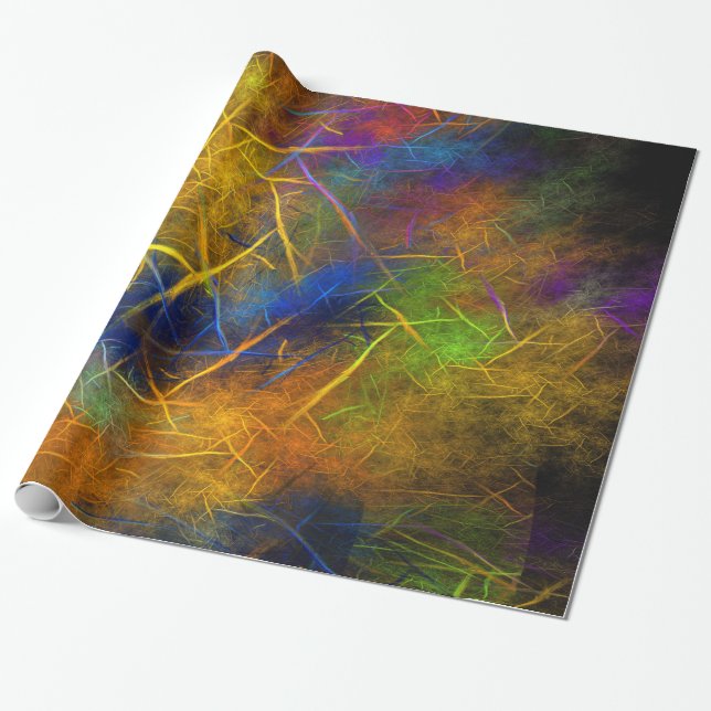 Fractal Lightning (Storm Flame) Wrapping Paper (Unrolled)
