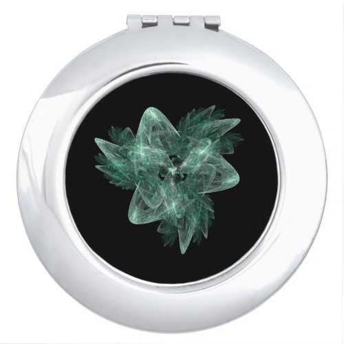 Fractal Lily _ Green Glass Coaster Compact Mirror