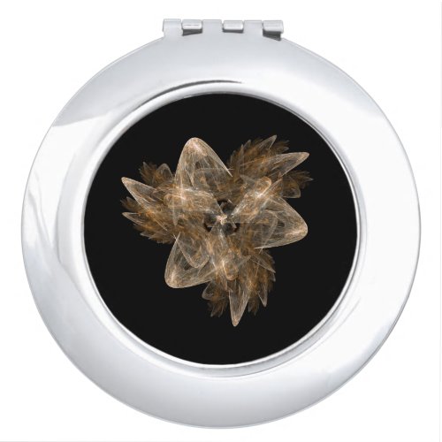 Fractal Lily _ Sepia Glass Coaster Compact Mirror