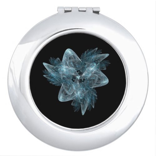 Fractal Lily _ Teal Glass Coaster Compact Mirror