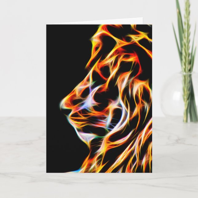 Fractal Lion Birthday Greeting Card (Front)