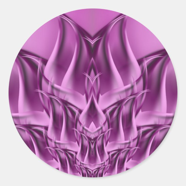 Fractal Lotus Flower Abstract Classic Round Sticker (Front)