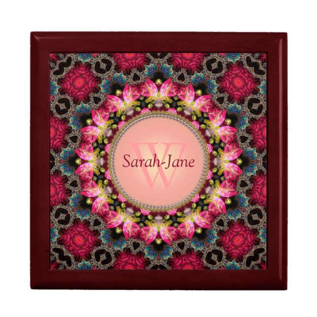 Fractal Love Roses Monogram Gift Box (Front)
