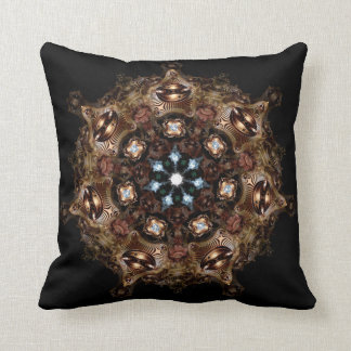 Fractal Machine ElvesAlien Mandala Psychedelic Art Throw Pillow