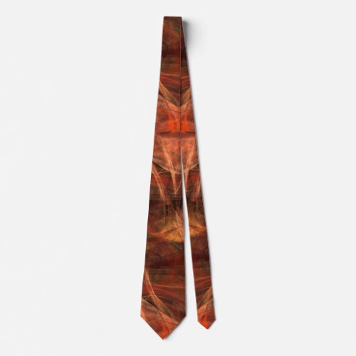 Fractal Mahogany Bronze Swirls Abstract Neck Tie