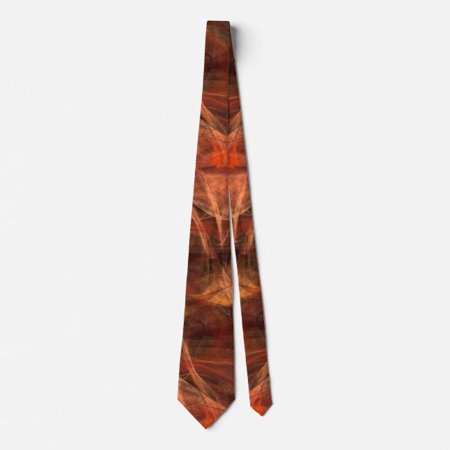 Fractal Mahogany Bronze Swirls Abstract Neck Tie (Front)