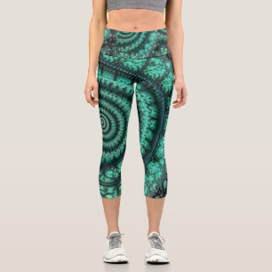 Fractal malachite2 capri leggings