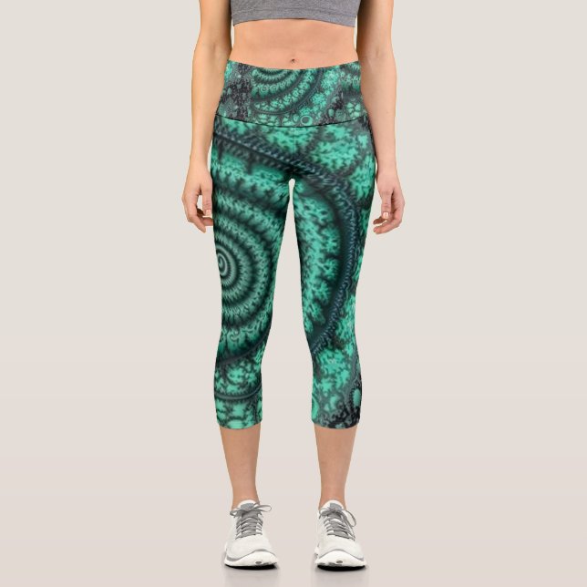 Fractal malachite2 capri leggings (Front)