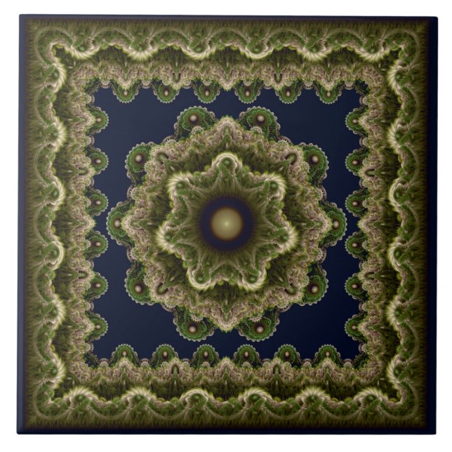 Fractal mandala fairy framed ornament ceramic tile (Front)