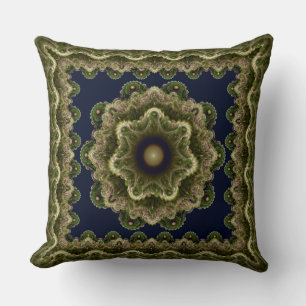 Fractal mandala fairy framed ornament throw pillow