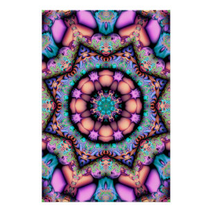 Fractal Mandala Floral Psychedelic Poster