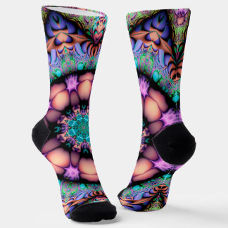 Fractal Mandala Floral Psychedelic Socks