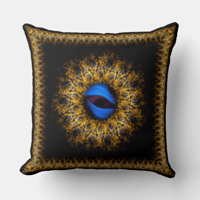 Fractal mandala king's eye throw pillow (Front)