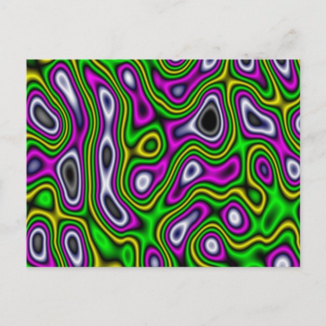 Fractal Maze Yellow Green Magenta Postcard (Front)