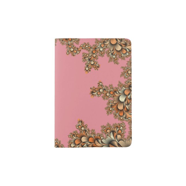 Fractal Modern Design Pink Passport Holder (Front)