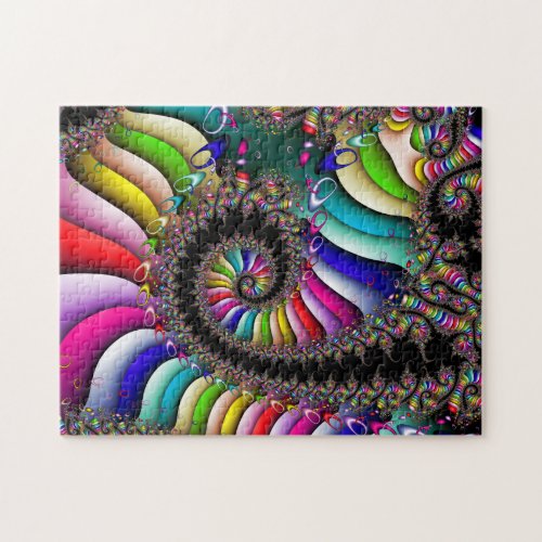 Fractal Multicolor Spiral Jigsaw Puzzle