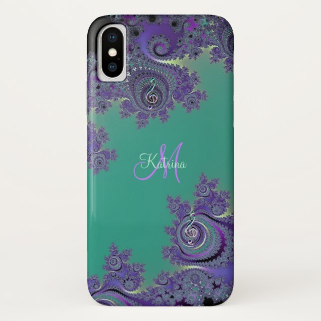 Fractal Music Clef Monogram iPhone X Case (Back)