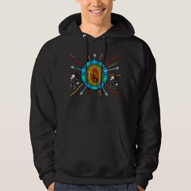 Fractal Native Kokpelli (mens hoody deluxe) (Front)
