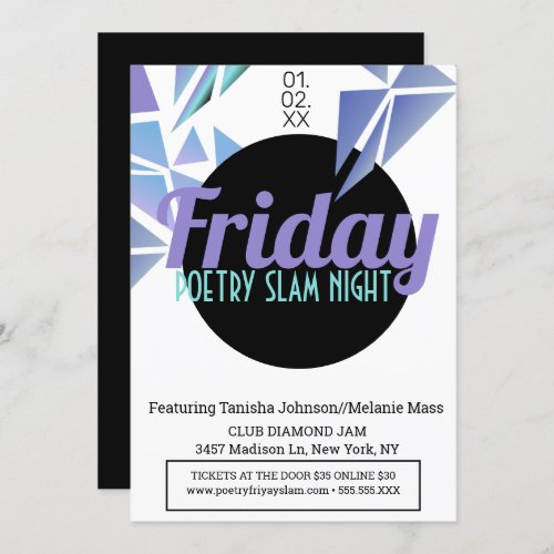 Fractal Night Club Flyer Poetry Promotional Purple Invitation