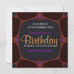Fractal Nights Birthday Party Invitation