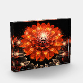 Fractal Orange Abstract Flower Photo Block