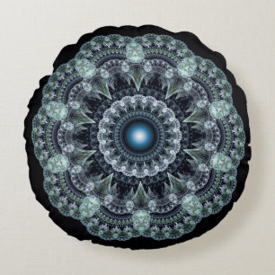 Fractal oriental design round pillow