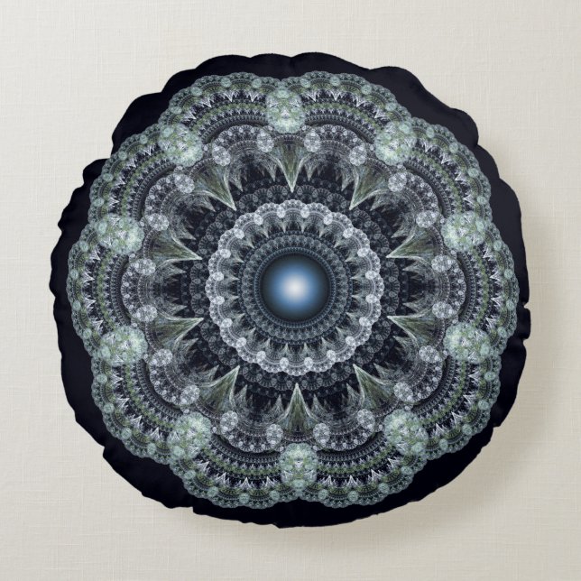 Fractal oriental design round pillow (Front)
