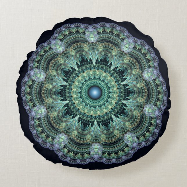 Fractal oriental pattern round pillow (Front)