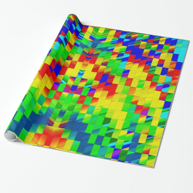 ~ Fractal Pattern MULTICOLORED Shades ~  Wrapping Paper (Unrolled)