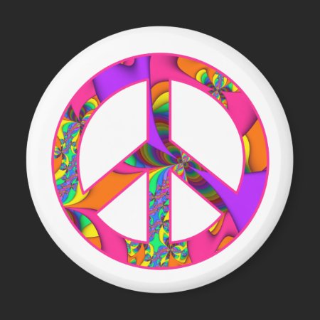 Fractal Peace Sign Color Me Bright Magnet