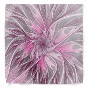 Fractal Pink Flower Dream, Floral Fantasy Pattern Bandana