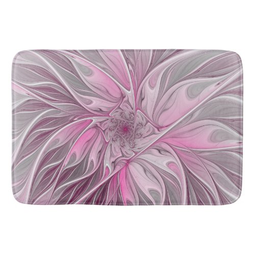 Fractal Pink Flower Dream Floral Fantasy Pattern Bath Mat