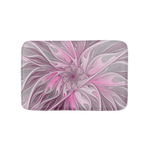Fractal Pink Flower Dream Floral Fantasy Pattern Bath Mat