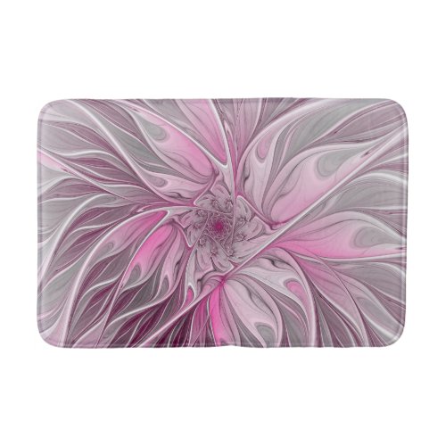 Fractal Pink Flower Dream Floral Fantasy Pattern Bathroom Mat