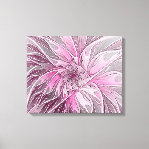 Fractal Pink Flower Dream floral Fantasy Pattern Canvas Print