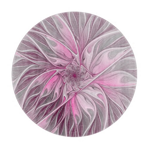 Fractal Pink Flower Dream Floral Fantasy Pattern Cutting Board