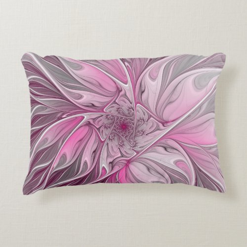 Fractal Pink Flower Dream floral Fantasy Pattern Decorative Pillow