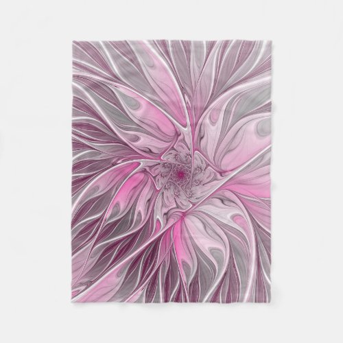 Fractal Pink Flower Dream floral Fantasy Pattern Fleece Blanket