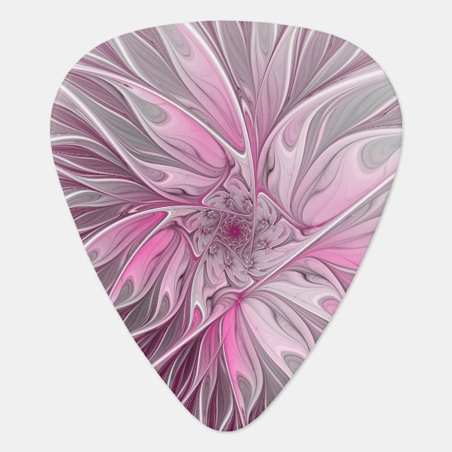 Fractal Pink Flower Dream, Floral Fantasy Pattern Guitar Pick (Front)
