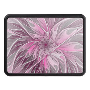 Fractal Pink Flower Dream, Floral Fantasy Pattern Hitch Cover