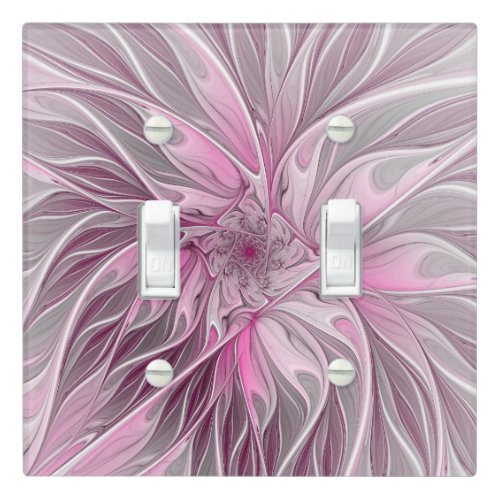 Fractal Pink Flower Dream Floral Fantasy Pattern Light Switch Cover