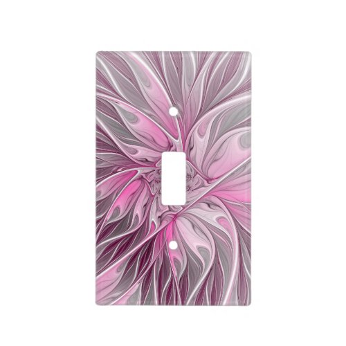 Fractal Pink Flower Dream Floral Fantasy Pattern Light Switch Cover