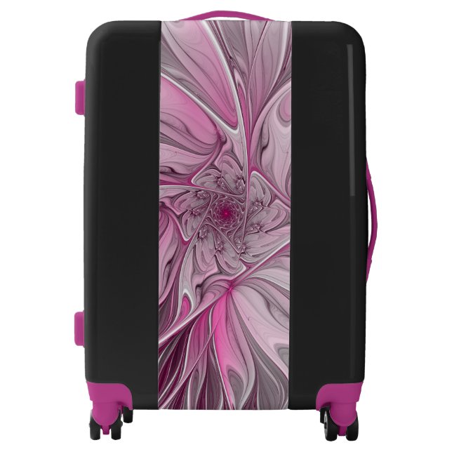 Fractal Pink Flower Dream, floral Fantasy Pattern Luggage (Front)