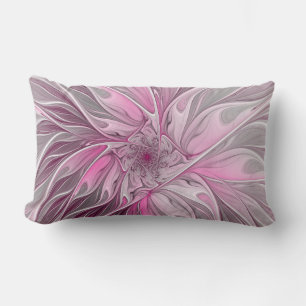 Fractal Pink Flower Dream, floral Fantasy Pattern Lumbar Pillow