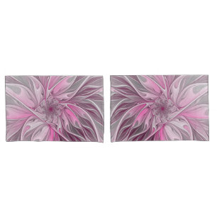 Fractal Pink Flower Dream, Floral Fantasy Pattern Pillow Case