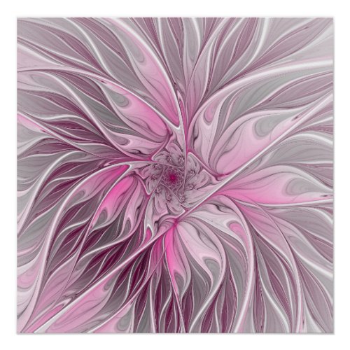 Fractal Pink Flower Dream floral Fantasy Pattern Poster