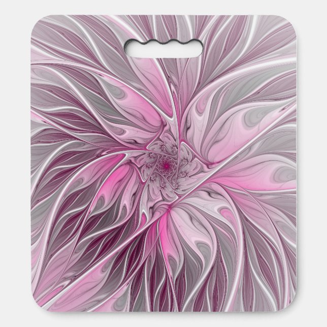 Fractal Pink Flower Dream, Floral Fantasy Pattern Seat Cushion (Front Vertical)