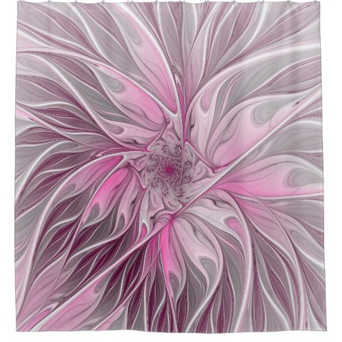 Fractal Pink Flower Dream Floral Fantasy Pattern Shower Curtain
