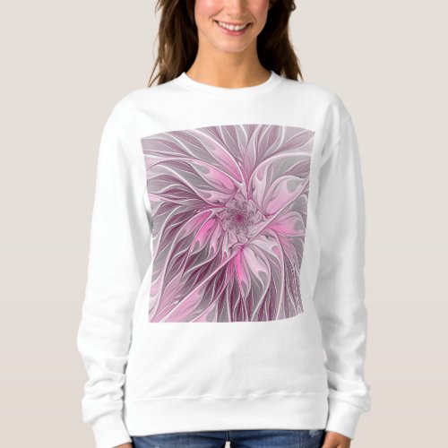 Fractal Pink Flower Dream Floral Fantasy Pattern Sweatshirt