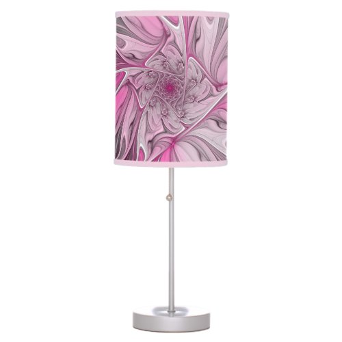 Fractal Pink Flower Dream Floral Fantasy Pattern Table Lamp